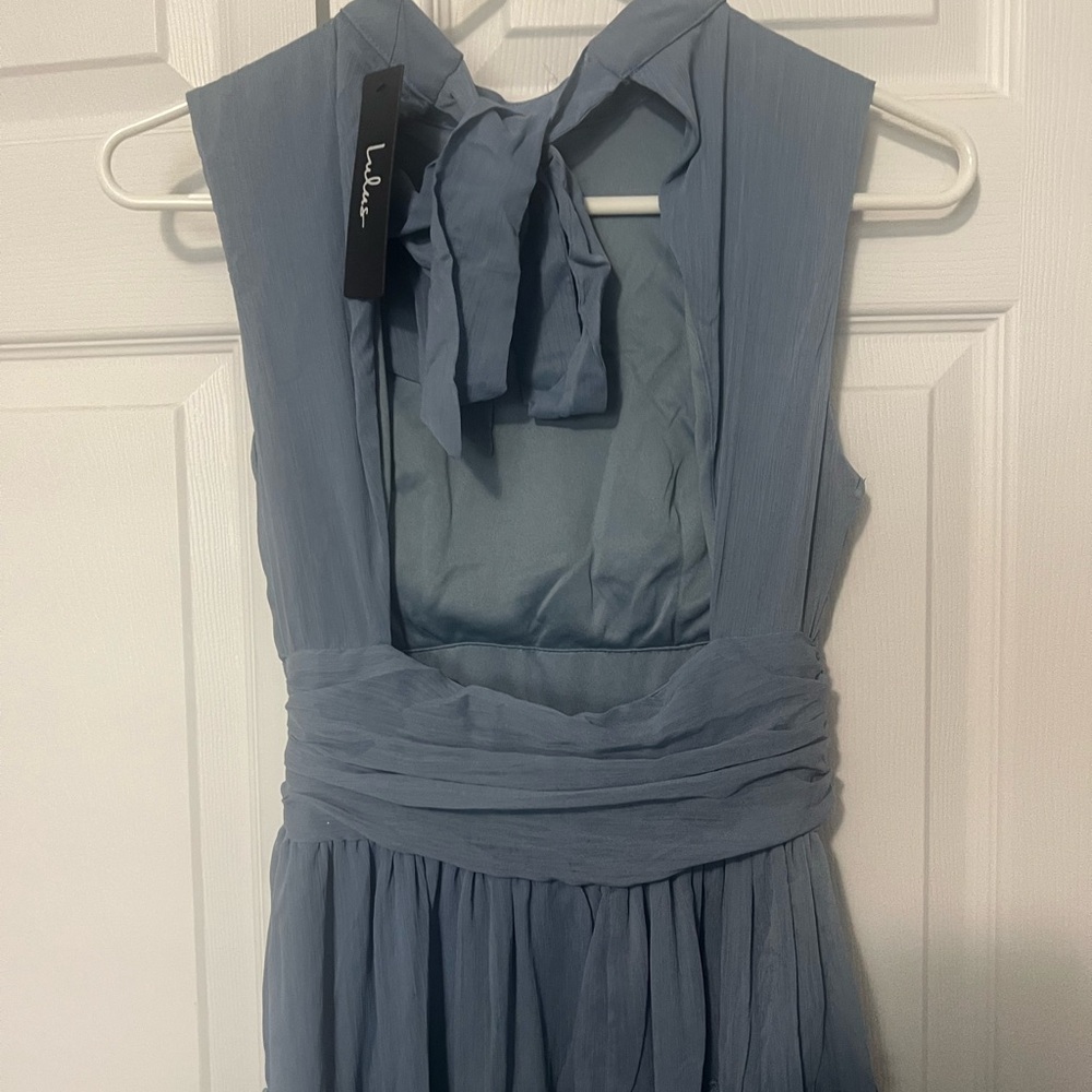 Lulu's Dusty Blue Tiered Maxi Dress - Picture 6 of 11
